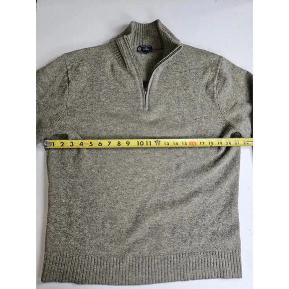 J CREW Men Sweater 100% Lambs Wool Grey/Brown 1/4 Zip Mock Neck Preppy Casual  L - Picture 3 of 6